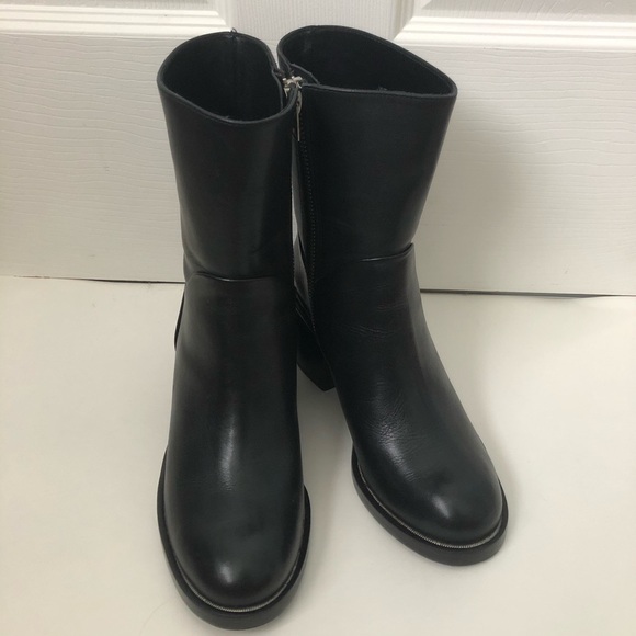 Allsaints black 100% leather boots low block heel - Picture 3 of 8